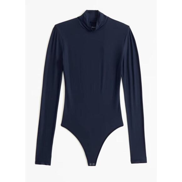 Abercrombie & Fitch Seamless Soft A&F Black Mockneck LS Bodysuit MEDIUM - Picture 1 of 6